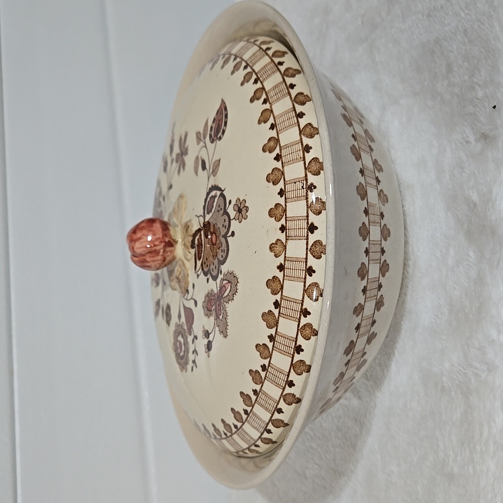 Vegetable Tureen with Lid Johnson Brothers Jamestown Brown Pink Old Granite